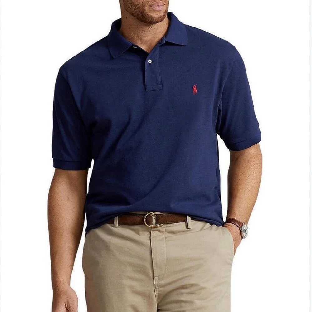Polo Ralph Lauren Short Sleeve Pique Polo Shirt Mens XL Navy Blue 100% Cotton